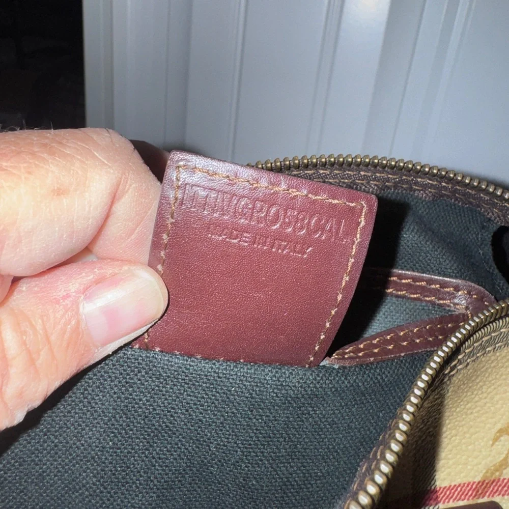 Burberry Nova Check Plaid Boston Satchel Bag Leather Trim